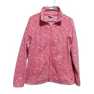 Columbia Benton Springs Fleece Jacket Pink Geometric Print Full Zip Womens L